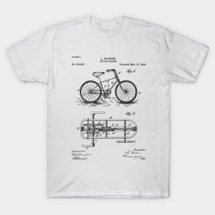 Bike Patent - Bicycle Art - Black And White T-Shirt